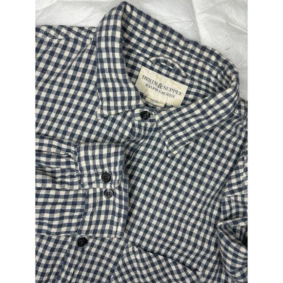 DENIM & SUPPLY RALPH LAUREN MEN'S  LONG‎ SLEEVE FLANNEL SHIRT SIZE LARGE BLUE - Picture 1 of 9